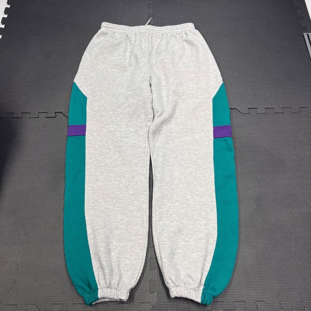 Vintage Zine Up XL Jogger Sweatpants Gray Teal & Purple Striped Athletic Style C